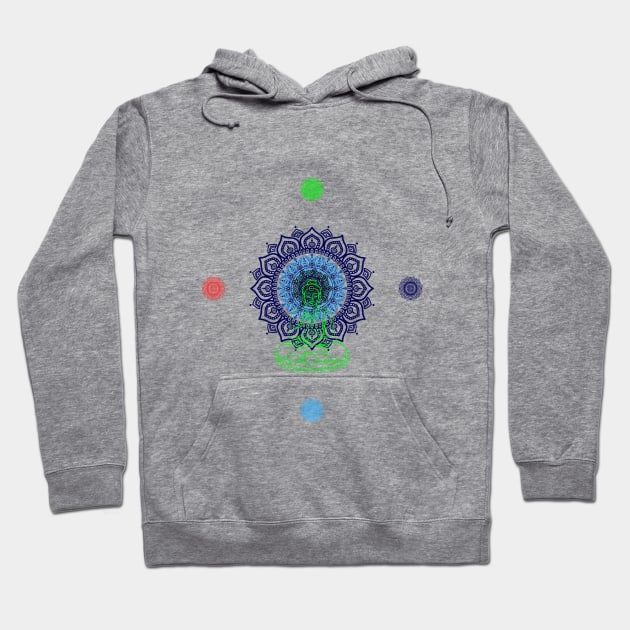 colorful Buddha mandala art Hoodie by WARNAWALIYA “The Gallery of Imagination”